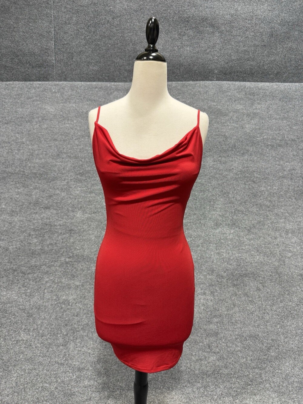 Wearever Red Cowl Neck Bodycon Mini Dress Spaghetti Strap Stretch Womenâs S